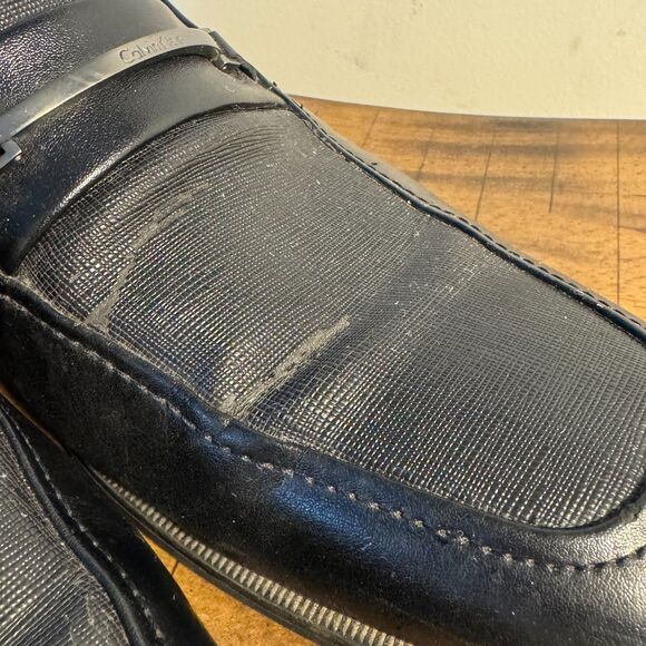 Black Leather Dress Loafers Calvin Klein Slip On Comfort Shoes Size 10 main image 7